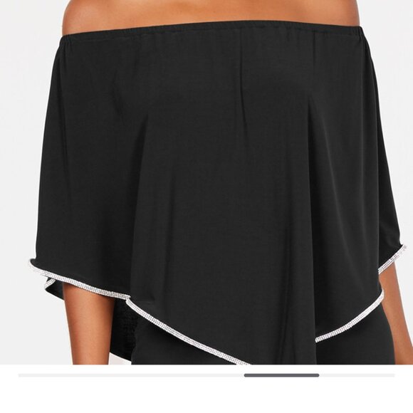 Plus Size Off-The-Shoulder Poncho Jumpsuit - Picture 4 of 4